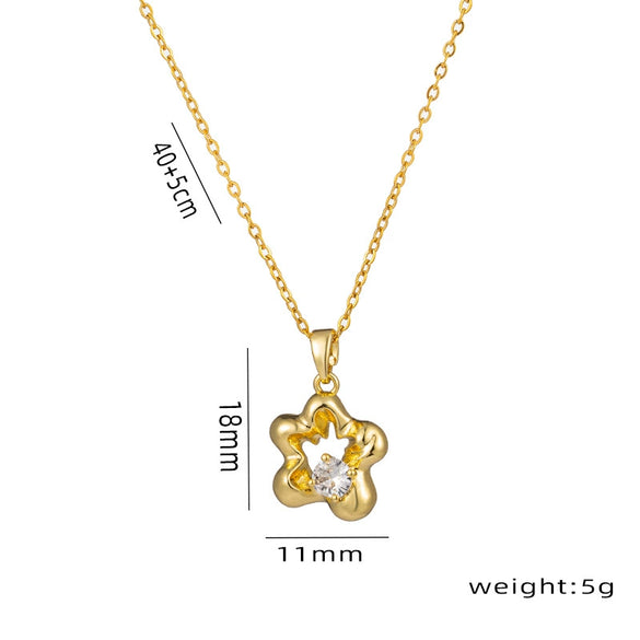 Titanium Steel Ochain Necklace For Women With Fivepointed Star Inlaid Zircon And Diamond Design Vacuum Furnace Electroplated
