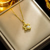 Titanium Steel Ochain Necklace For Women With Fivepointed Star Inlaid Zircon And Diamond Design Vacuum Furnace Electroplated