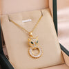Titanium Steel Ochain Necklace With Mixed Gem Inlaid Pendant Geometric And Animal Pattern Electroplated