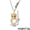 Titanium Steel Ochain Necklace With Mixed Gem Inlaid Pendant Geometric And Animal Pattern Electroplated