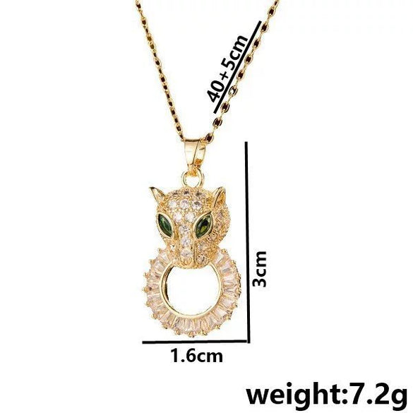 Titanium Steel Ochain Necklace With Mixed Gem Inlaid Pendant Geometric And Animal Pattern Electroplated