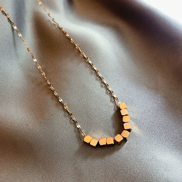 Titanium Steel Octagonal Geometric Light Luxury Women's Necklace With Electroplating And Blade Chain
