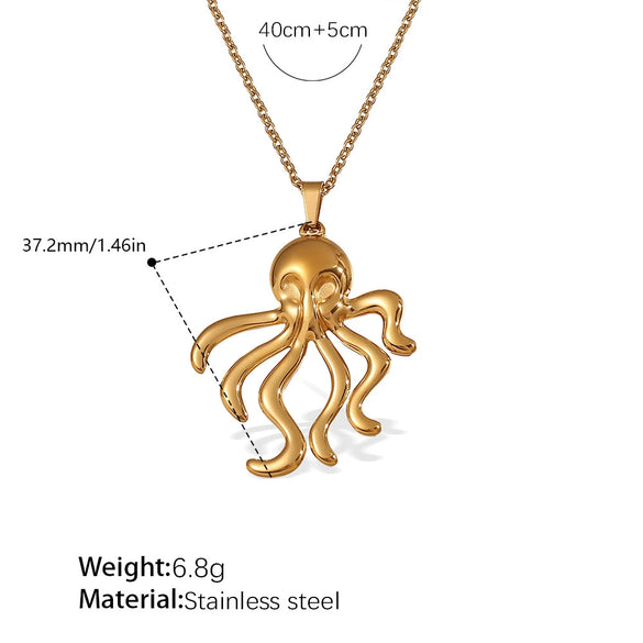 316L Stainless Steel Octopus And Jellyfish Pendant Earrings And Necklace Set For Women Fashion Style With Electroplating
