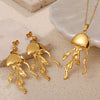 316L Stainless Steel Octopus And Jellyfish Pendant Earrings And Necklace Set For Women Fashion Style With Electroplating