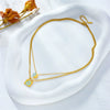 Titanium Steel Oil Dripping Lock Round Eye Pendant Double Chain Necklace With Electroplating Treatment