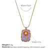 316L Stainless Steel Oil Drop Inlaid Imitation Pearl Necklace For Women Electroplated