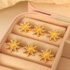 316L Stainless Steel Oil Gold Plated Sunflower Pendant Earrings Fashion Design