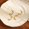 Titanium Steel Olive Leaf Inlaid Zircon Women's Fashion Allmatch Necklace With Electroplating