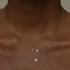 Titanium Steel Opal Necklace Gold Plated With Blue Water Drop Pattern In Rococo Style