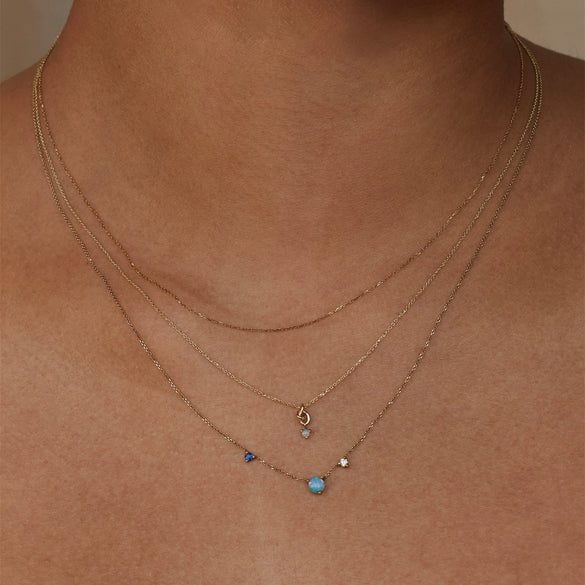 Titanium Steel Opal Necklace Gold Plated With Blue Water Drop Pattern In Rococo Style
