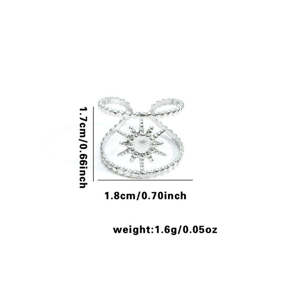 Titanium Steel Open Ring With Irregular Lines Star Heart Shape Flower Leaves Letters Numbers Text Electroplating Design