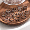 Titanium Steel Open Ring With Irregular Lines Star Heart Shape Flower Leaves Letters Numbers Text Electroplating Design