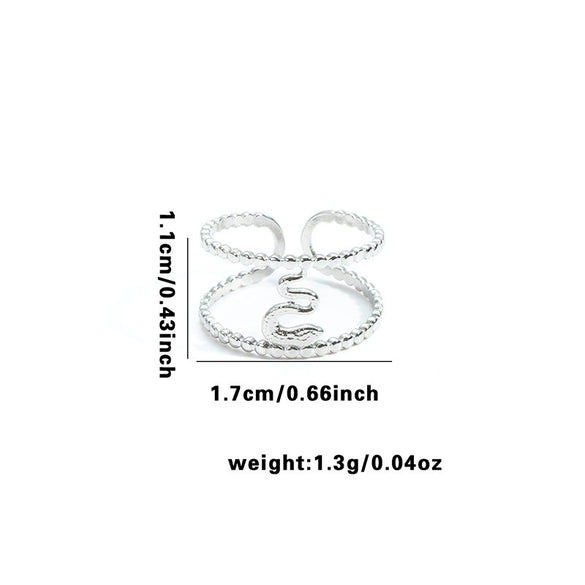 Titanium Steel Open Ring With Irregular Lines Star Heart Shape Flower Leaves Letters Numbers Text Electroplating Design