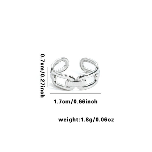 Titanium Steel Open Ring With Irregular Lines Star Heart Shape Flower Leaves Letters Numbers Text Electroplating Design