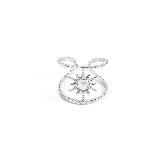 Titanium Steel Open Ring With Irregular Lines Star Heart Shape Flower Leaves Letters Numbers Text Electroplating Design