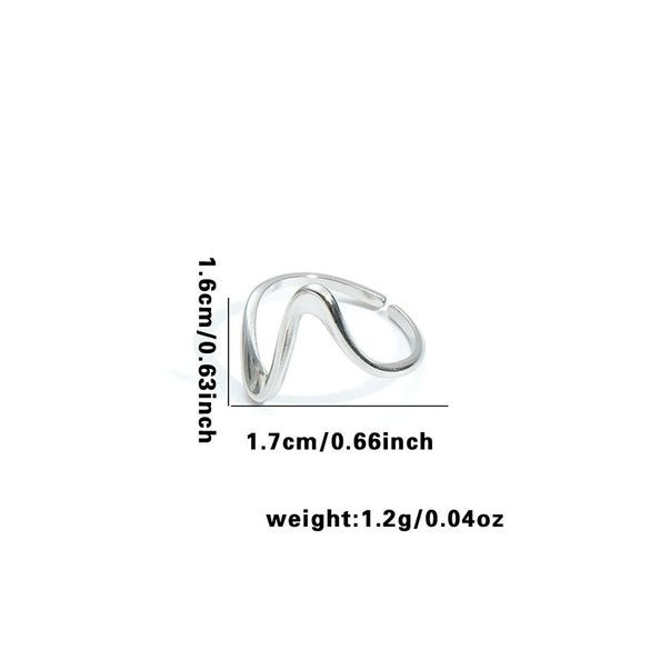 Titanium Steel Open Ring With Irregular Lines Star Heart Shape Flower Leaves Letters Numbers Text Electroplating Design
