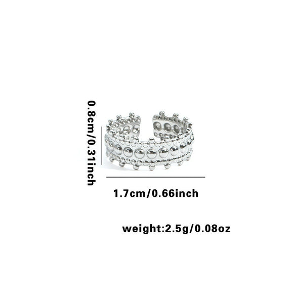 Titanium Steel Open Ring With Irregular Lines Star Heart Shape Flower Leaves Letters Numbers Text Electroplating Design