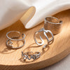 Titanium Steel Open Ring With Irregular Lines Star Heart Shape Flower Leaves Letters Numbers Text Electroplating Design