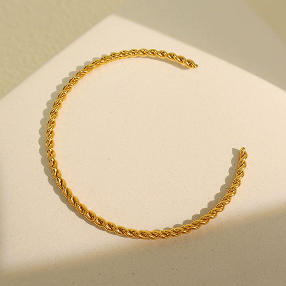 316L Stainless Steel Open Twist Bracelet Minimalist Geometric Electroplated Jewelry