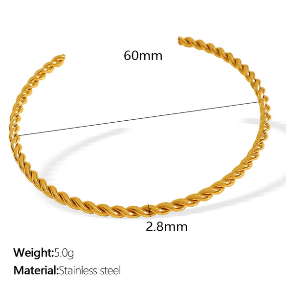 316L Stainless Steel Open Twist Bracelet Minimalist Geometric Electroplated Jewelry