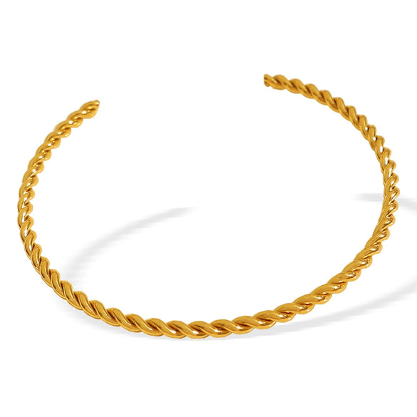 316L Stainless Steel Open Twist Bracelet Minimalist Geometric Electroplated Jewelry