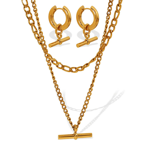 316L Stainless Steel Ot Buckle Pendant Necklace Earrings Electroplating Fashion Style