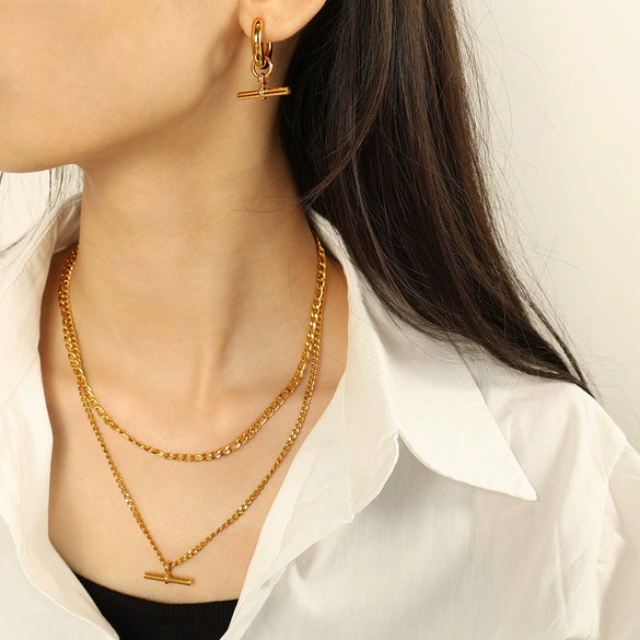 316L Stainless Steel Ot Buckle Pendant Necklace Earrings Electroplating Fashion Style