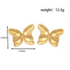 Titanium Steel Oval Butterfly Pearl Geometric Retro Light Luxury Earrings With Electroplating Design For Women