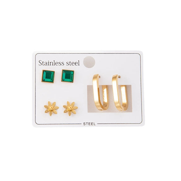 Titanium Steel Oval Earrings For Women Simple Style With Electroplating Geometric Design