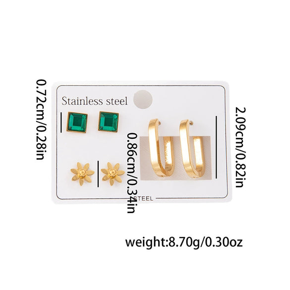 Titanium Steel Oval Earrings For Women Simple Style With Electroplating Geometric Design