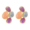 Titanium Steel Oval Earrings With Threecolor Combination Geometric Style Vacuum Electroplated In Furnace Unisex Cartoon