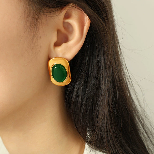 316L Stainless Steel Oval Electroplating Geometric Women's Earrings