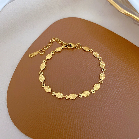 Titanium Steel Oval Sequin Constellation Gold Inlaid Women's Bracelet