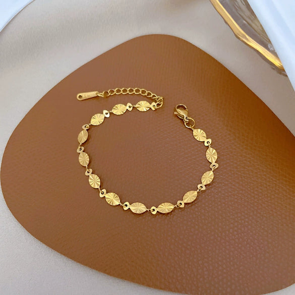 Titanium Steel Oval Sequin Constellation Gold Inlaid Women's Bracelet