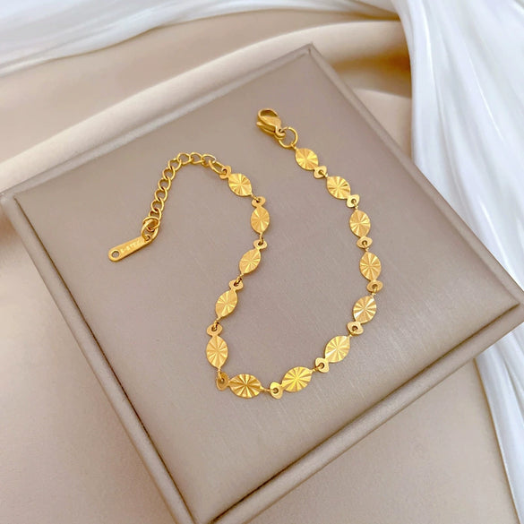 Titanium Steel Oval Sequin Constellation Gold Inlaid Women's Bracelet