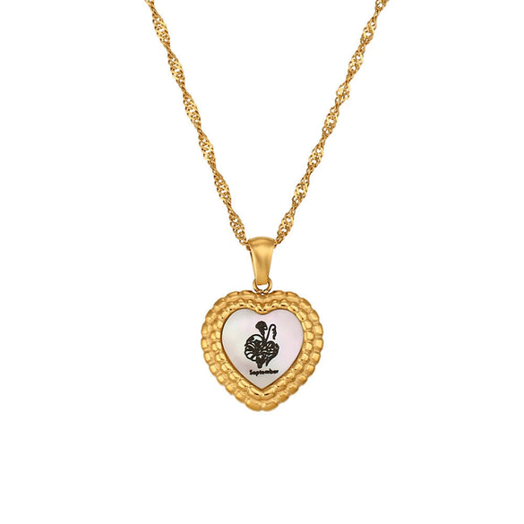 Titanium Steel Peach Heart And Flower Necklace For Women With High Color Retention 18K Gold Plated
