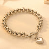 Titanium Steel Peach Heart Bead Bracelet Electroplated Cartoon Style Women's Bracelet