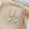 Titanium Steel Peach Heart Necklace With Electroplating And Geometric Pattern For Female