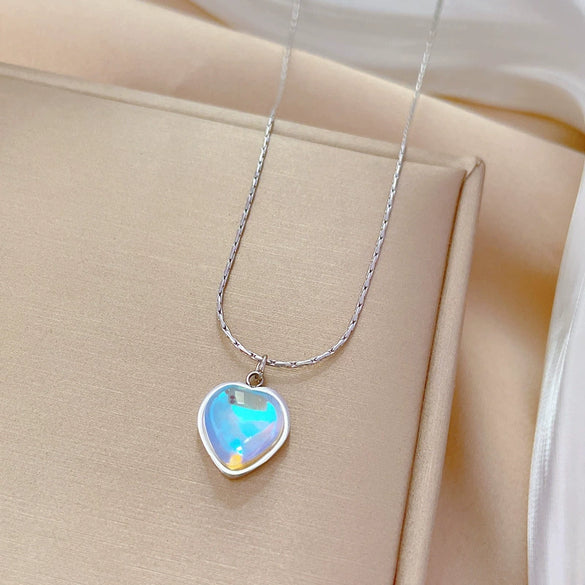 Titanium Steel Peach Heart Necklace With Electroplating And Geometric Pattern For Female