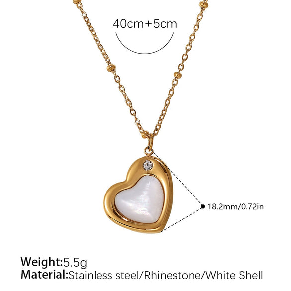 316L Stainless Steel Peach Heartshaped Women's Fashion Jewelry Necklace Electroplated