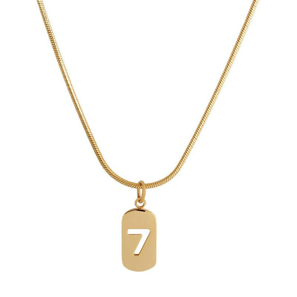 Titanium Steel Pearl Ball Chain Necklace For Women With Letters Numbers Text Pattern Simple Design And 18K Gold Electroplated Treatment