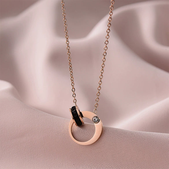 Titanium Steel Pearl Ball Chain Necklace For Women With Letters Numbers Text Pattern Simple Design And 18K Gold Electroplated Treatment