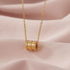 Titanium Steel Pearl Ball Chain Necklace For Women With Letters Numbers Text Pattern Simple Design And 18K Gold Electroplated Treatment
