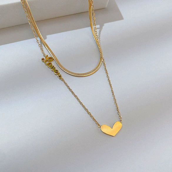 Titanium Steel Pearl Ball Chain Necklace For Women With Letters Numbers Text Pattern Simple Design And 18K Gold Electroplated Treatment