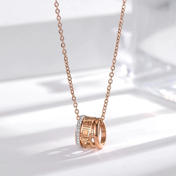 Titanium Steel Pearl Ball Chain Necklace For Women With Letters Numbers Text Pattern Simple Design And 18K Gold Electroplated Treatment