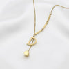 Titanium Steel Pearl Ball Chain Necklace For Women With Letters Numbers Text Pattern Simple Design And 18K Gold Electroplated Treatment