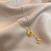 Titanium Steel Pearl Ball Chain Necklace For Women With Letters Numbers Text Pattern Simple Design And 18K Gold Electroplated Treatment