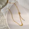 Titanium Steel Pearl Ball Chain Necklace For Women With Letters Numbers Text Pattern Simple Design And 18K Gold Electroplated Treatment