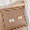 Titanium Steel Pearl Bow Geometric Cartoon Style Electroplated Unisex Necklace