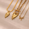 Titanium Steel Pendant Necklace With Heart Shape And Bow Tie Pattern Electroplated Light Luxury Unisex Design